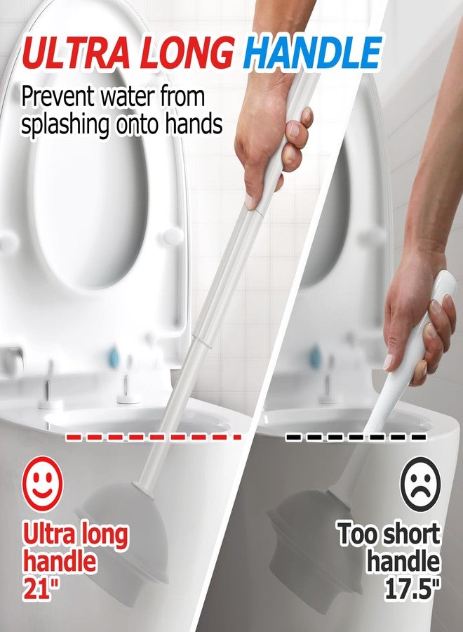 FORASTO 2 in 1 Toilet Plunger and Brush Set,Extended Handle Plunger,Toilet Bowl Brush Plunger Set,Bathroom Cleaning Tools,Cleaning Brush,Toilet Brush Plunger Combo,Cream Grey（21inch） - Image 2