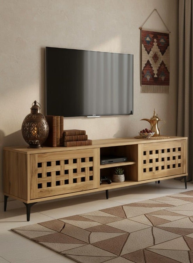 ليفينج طاولة تلفزيون بلازما خشبية مع رف 160 سم - Image 1