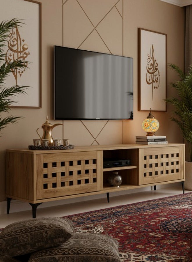 ليفينج طاولة تلفزيون بلازما خشبية مع رف 160 سم - Image 5