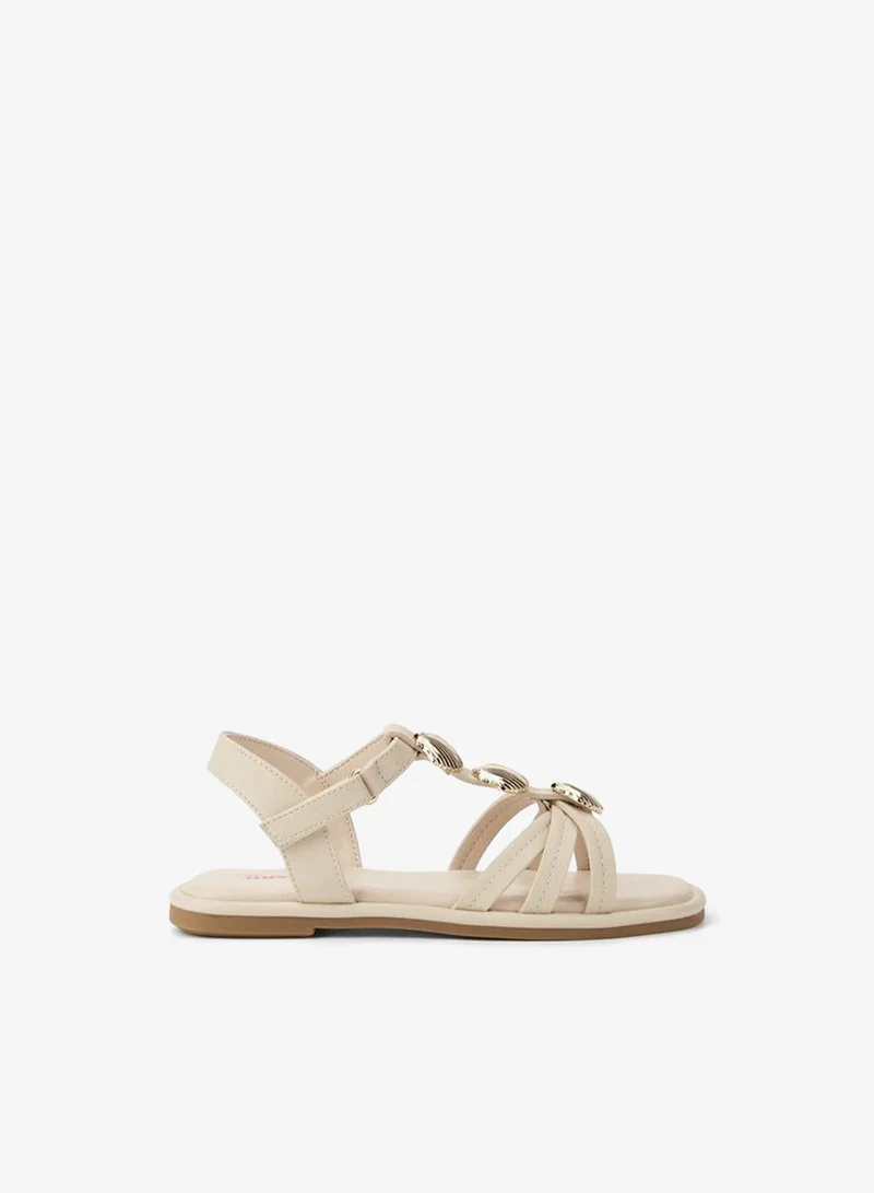 Little Missy Beige Girls Shell Embellished Sandals for Women | Best Price UAE