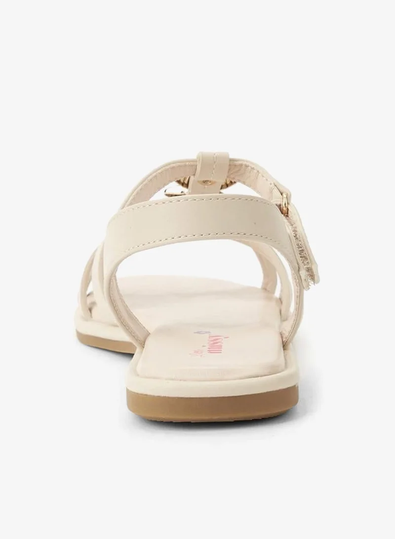 Little Missy Beige Girls Shell Embellished Sandals for Women | Best Price UAE