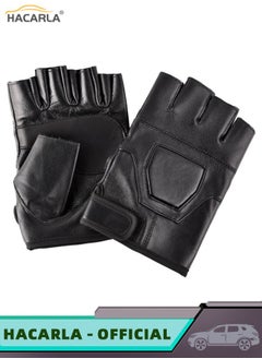 HACARLA Leather Fingerless Motorcycle Gloves Motorbike Safety Gloves Riding Driving Gloves Outdoor Gloves  - Image 3