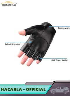 HACARLA Leather Fingerless Motorcycle Gloves Motorbike Safety Gloves Riding Driving Gloves Outdoor Gloves  - Image 5