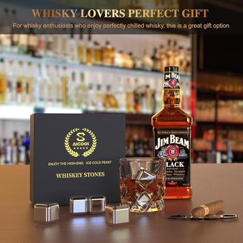 SAICOOS Gifts for Men Dad - Whiskey Stones Reusable Metal Steel Ice Cubes Set - Him or Husband White Elephant Stocking Stuffers for Adults Man - Cool Bourbon Anniversary Funny (16Pcs Ice) - Image 4