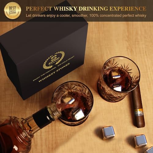 SAICOOS Gifts for Men Dad - Whiskey Stones Reusable Metal Steel Ice Cubes Set - Him or Husband White Elephant Stocking Stuffers for Adults Man - Cool Bourbon Anniversary Funny (16Pcs Ice) - Image 5