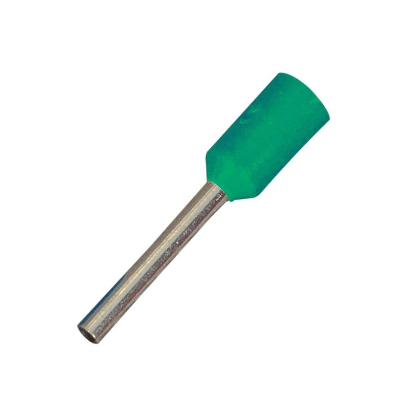 Ferrule E1012 Electrical Tinned Copper Terminal Connectors 100 Pcs Insulated - Green - Pin Length 12mm, OD 2mm - Wire Connectors - Image 1