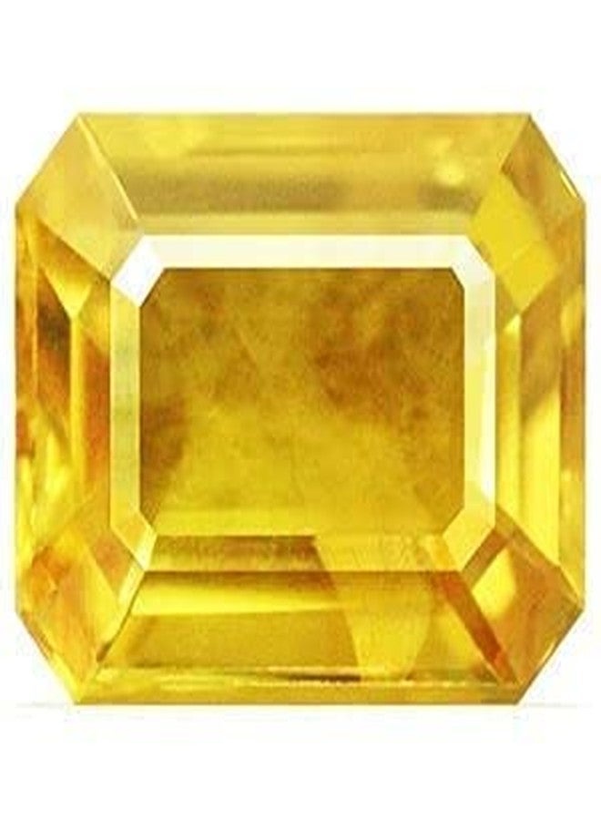 GEMS RIVER Yellow Sapphire Stone 6.25 Ratti 5.50 Carat Certified Natural Gemstone Unisex (W187) - Image 2