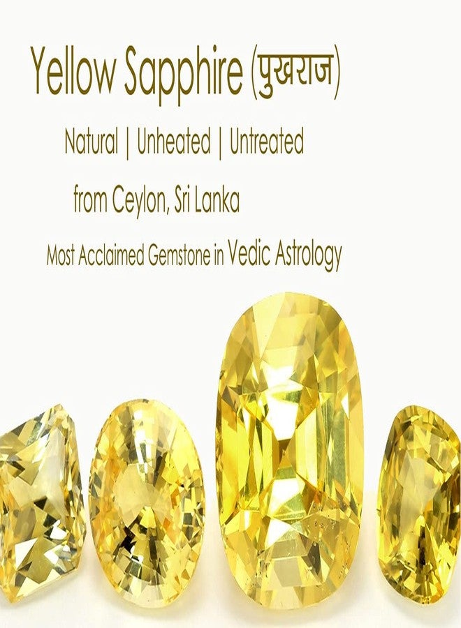 GEMS RIVER Yellow Sapphire Stone 6.25 Ratti 5.50 Carat Certified Natural Gemstone Unisex (W187) - Image 3
