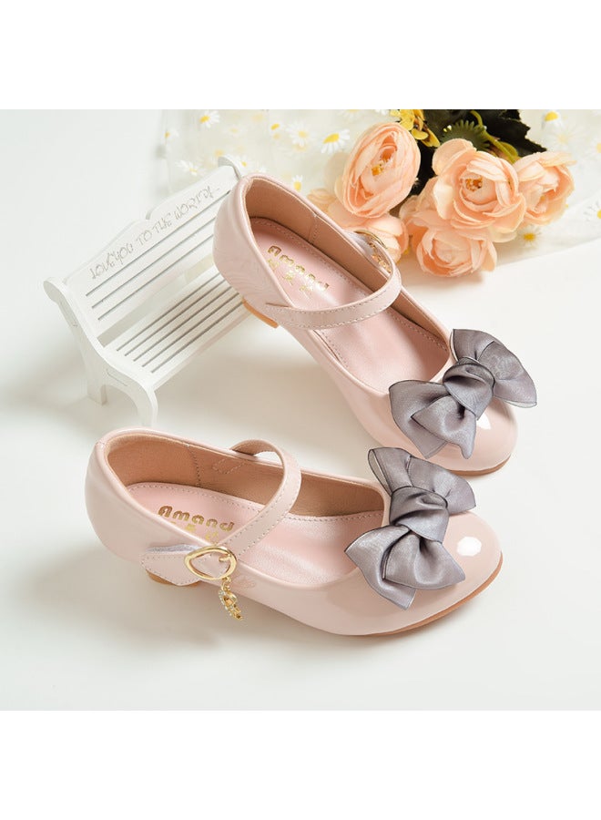 Girls' School Shoes  New Korean Style Fashionable Princess Shoes Versatile Bowknot Loafers Little Girls' Leather Shoes