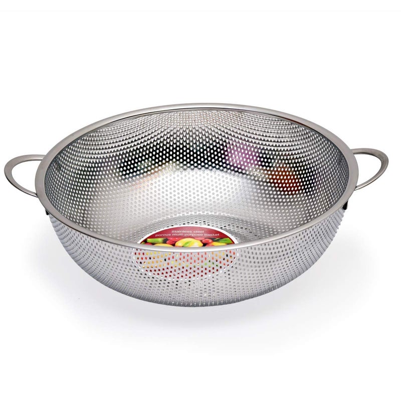 Golida Multipurpose Stainless Steel Colander Strainer Drainer with Handle Rice Washing Filter Basket Kitchen for Rice Fruits Vegetable Noodles Pasta Beans Grains Washing Storing Bowl - Image 5