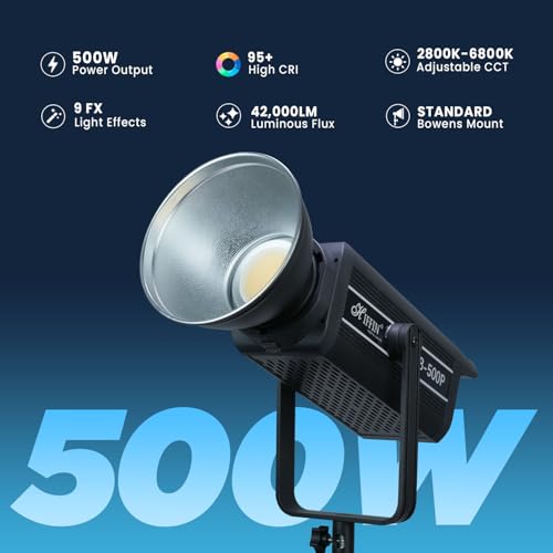 HIFFIN (COB-500P) 500W ضوء فيديو LED مستمر ثنائي اللون مع تثبيت باونز، تحكم عن بعد ومروحة تبريد صامتة، 2800K–6800K CCT، 42,000 لومن، 9 أوضاع FX، قابل للتعتيم من 10–100%، مثالي للتصوير الفوتوغرافي - Image 3