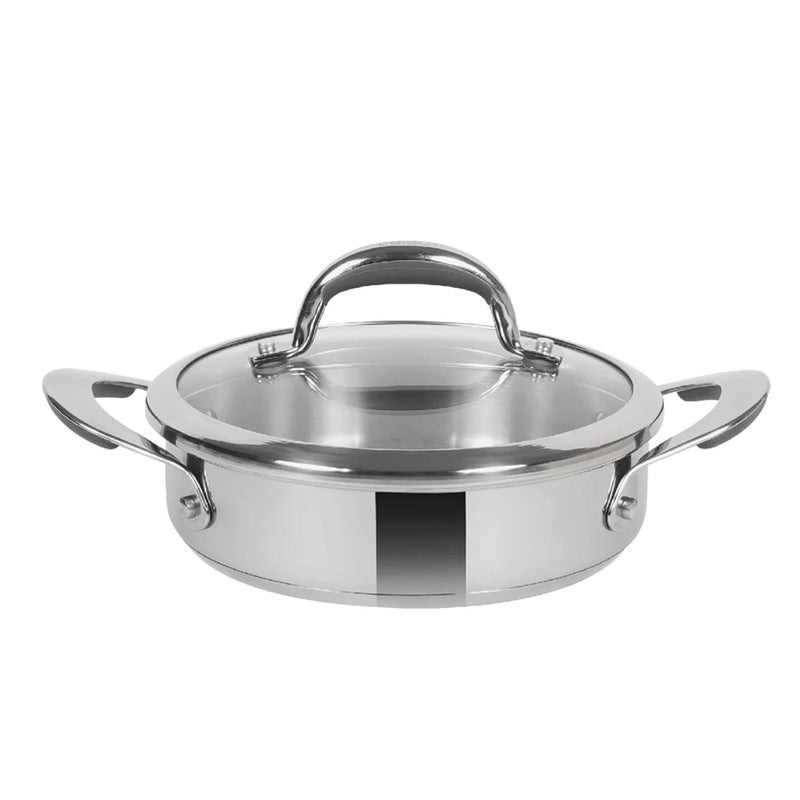 Meyer Select Nickel Free Stainless Steel Sauteuse with Glass Lid | Steel Saute Pan with Triply Base| Frying Pan with Lid | Gas and Induction Suitable | 28cm/ 4.77 Litre, Silver - Image 1