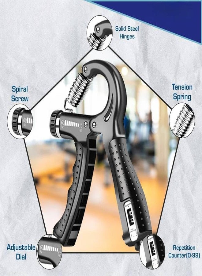 Shopeleven Plastic Hand Gripper with Counter Adjustable for Forearm Strengthening at Home, Black - Image 2