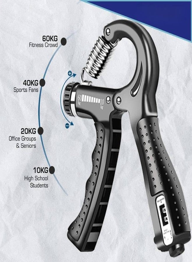 Shopeleven Plastic Hand Gripper with Counter Adjustable for Forearm Strengthening at Home, Black - Image 3