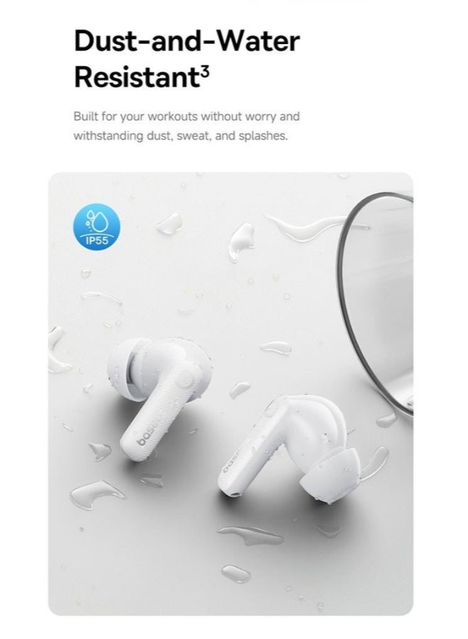 بيسوس سماعات أذن لاسلكية حقيقية من Baseus Bass BP1 Pro – صوت جهير قوي مع إلغاء الضوضاء للمكالمات – لمسة أنيقة باللون الأبيض القمري - Image 3