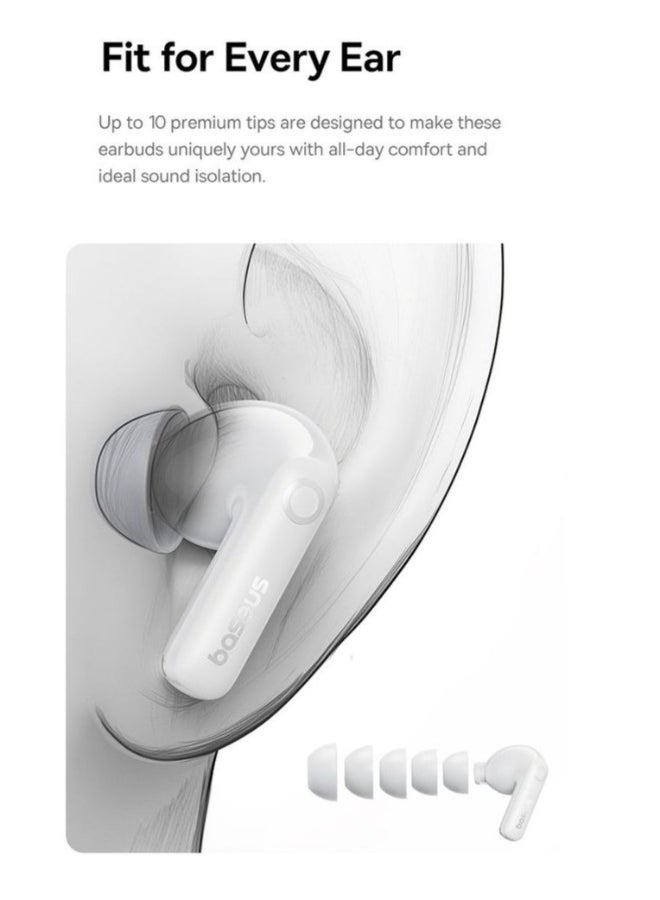بيسوس سماعات أذن لاسلكية حقيقية من Baseus Bass BP1 Pro – صوت جهير قوي مع إلغاء الضوضاء للمكالمات – لمسة أنيقة باللون الأبيض القمري - Image 5