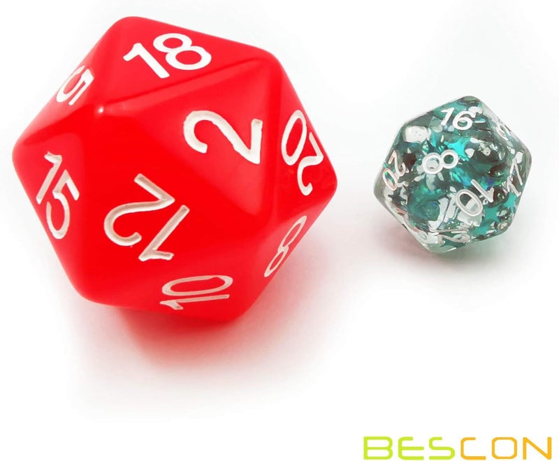 Bescon Jumbo Glowing D20 38MM, Big Size 20 Sides Dice Red Glow in Dark, Big 20 Faces Cube 1.5 inch - Image 4
