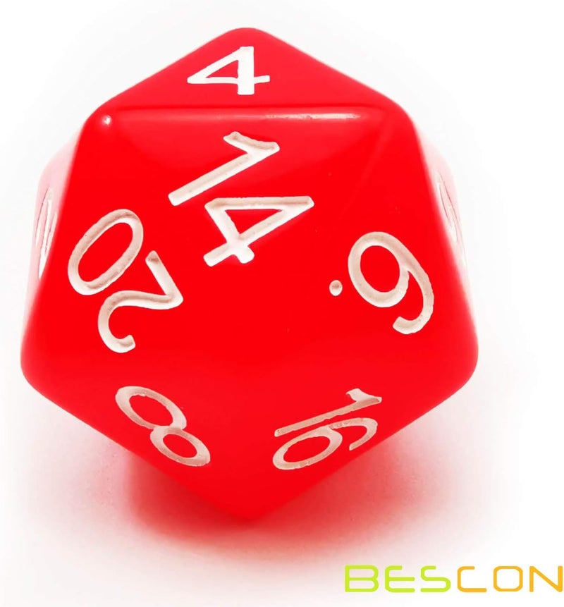 Bescon Jumbo Glowing D20 38MM, Big Size 20 Sides Dice Red Glow in Dark, Big 20 Faces Cube 1.5 inch - Image 2
