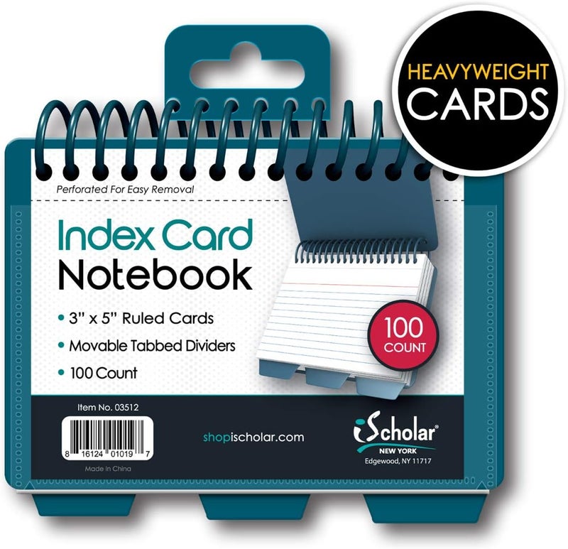 iScholar Index Card Book, Poly Wire, 3 Tabs, Color Will Vary (03512), 3x5 inches - Image 3
