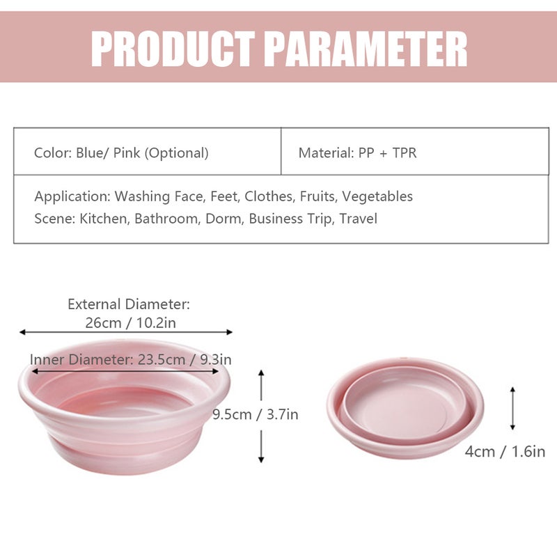 Foldable Wash Basin Camping Multi-Purpose Outdoors Collapsible Wash Basin with Hanging Hole Lightweight Portable Plastic Basin Space-Saving for Home Kitchen Bathroom Dorm Travel Business Trip - Image 2