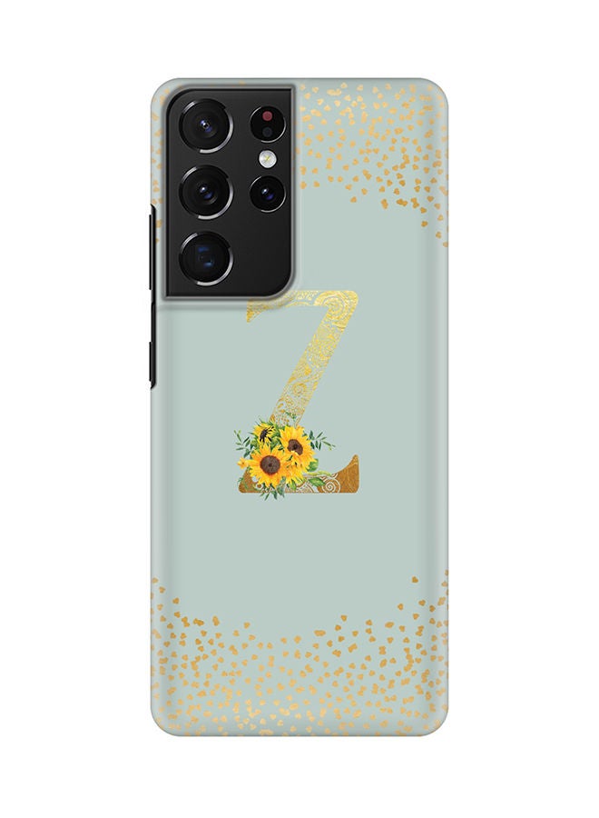 Stylizedd Monogram Slim Cover for Samsung Galaxy S21 Ultra 5G Case Custom Initials Letter Floral Pattern Snap Series Mobile Cover Matte Alphabet  - Z (Light Green) - Image 1
