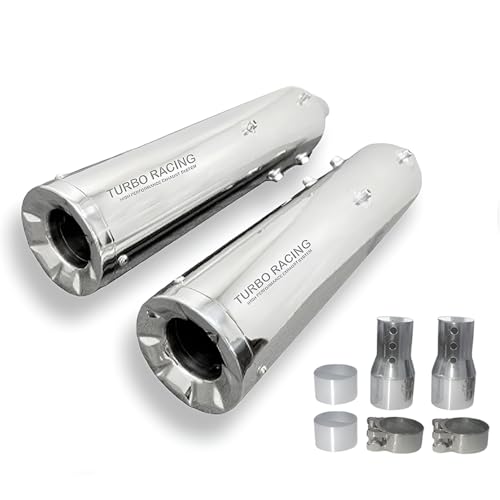 Asryd Turbo Racing Exhaust Silencer for Royal Enfield Super Meteor 650 & New Classic 650 | Chrome Finish | High Performance, Deep Bass Sound, Durable (Set of 2) - Image 1