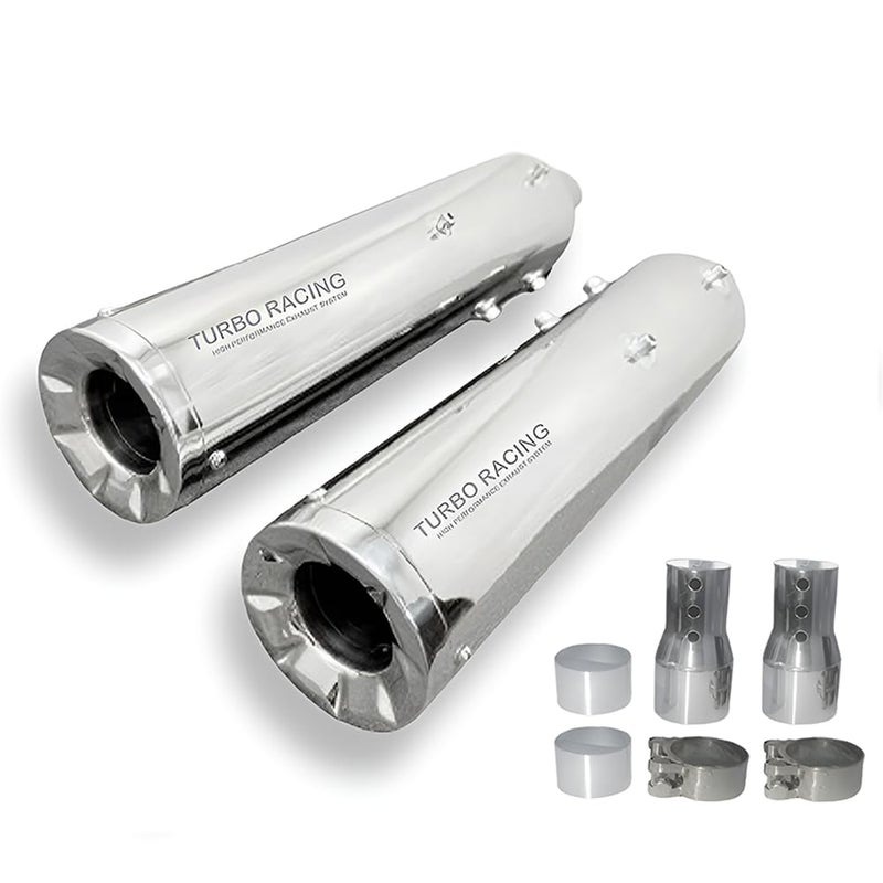 Asryd Turbo Racing Exhaust Silencer for Royal Enfield Super Meteor 650 & New Classic 650 | Chrome Finish | High Performance, Deep Bass Sound, Durable (Set of 2) - Image 4
