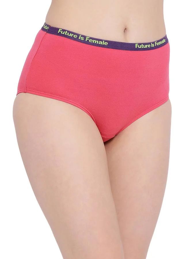 Clovia Cotton High Waist Hipster Panty with Printed Waistband