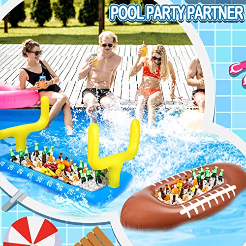 Leitee 2 Pcs Inflatable Football Drink Cooler Football Party Decoration Inflatable Field Cooler Ice Serving Bar Food Container for Summer Sport Birthday Party Favor SuppliesBlue Brown - Image 5