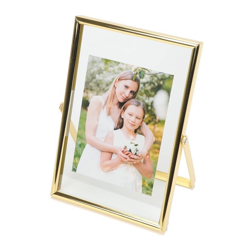 AhaGo Gold Floating Frame (4""x6""  Vertical)  For Picture 3.5x5  2x3  1x2  Tabletop Shelf Photo Frame  Classy Gift For Festival  Wedding  Home or Office D?cor - Image 1
