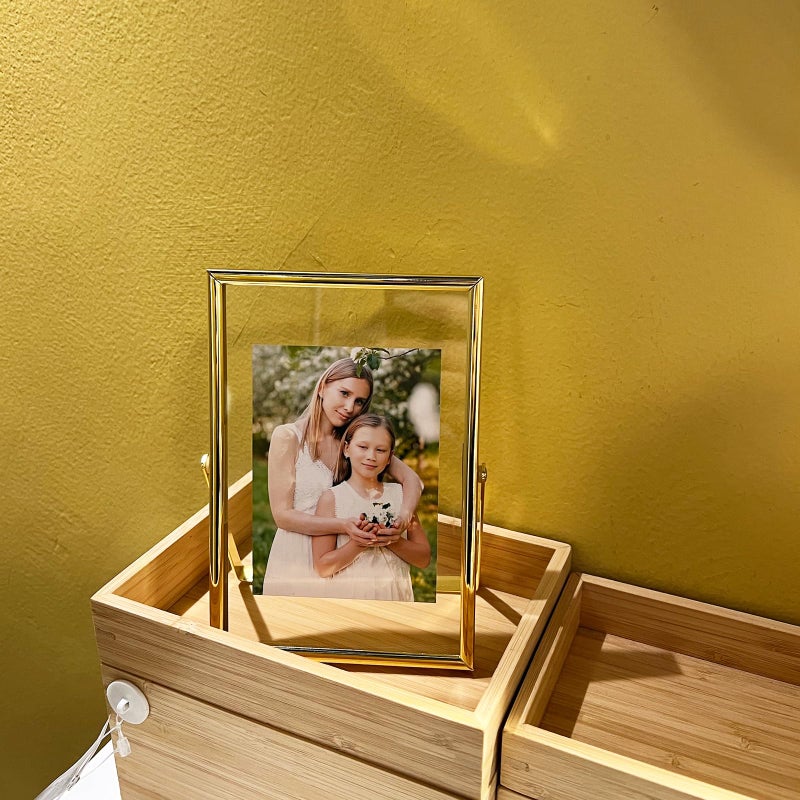 AhaGo Gold Floating Frame (4""x6""  Vertical)  For Picture 3.5x5  2x3  1x2  Tabletop Shelf Photo Frame  Classy Gift For Festival  Wedding  Home or Office D?cor - Image 5