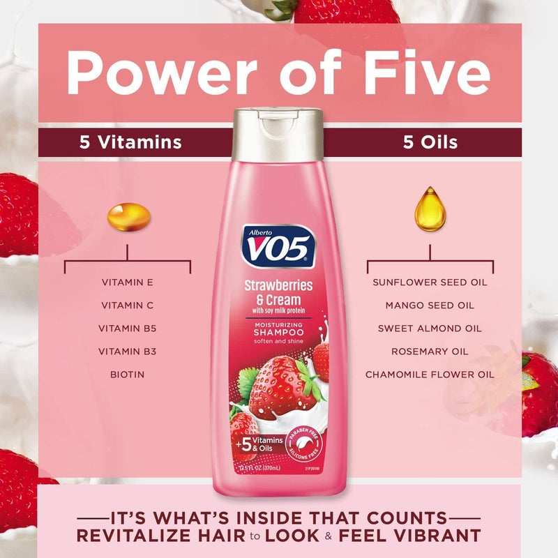 ALBERTO Moisture Milks Shampoo, 15 Oz, Strawberries by Vo5 (Pack of 2) - Image 4