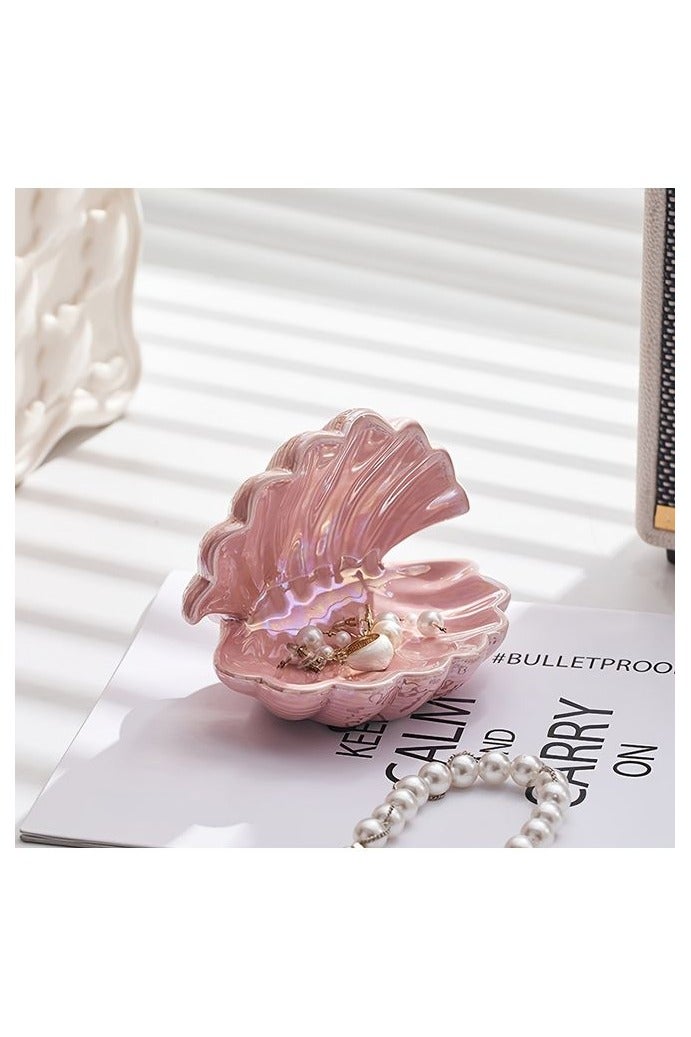 HOMESTAR Ceramic Shell Jewelry Tray for Entryway Decorative Trinket Dish and Holder Elegant Storage for Keys and Accessories Unique Home Decor - Image 1