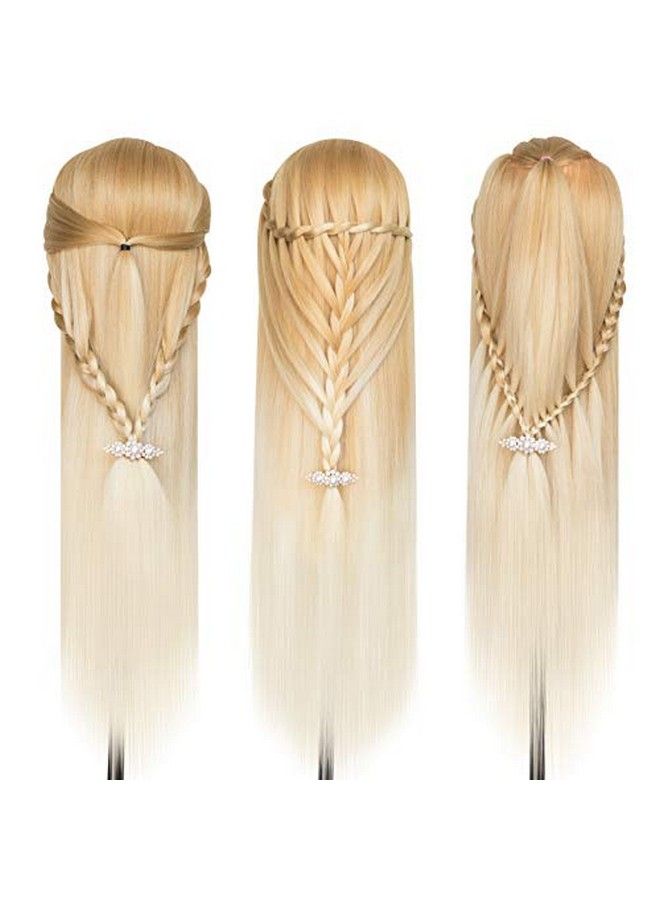 Dansee 28" Mannequin Head Synthetic Hair Hairdresser Training Manikin Cosmetology Doll Head Blonde With Diy Braiding Set+ Free Table Clamp（27613） - Image 4