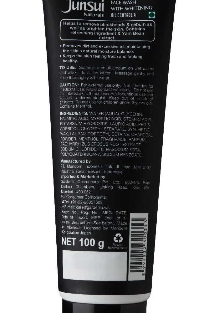 Junsui Naturals Face Wash Oil Control with Charcoal and Yam Bean Extract - 100g - Image 2