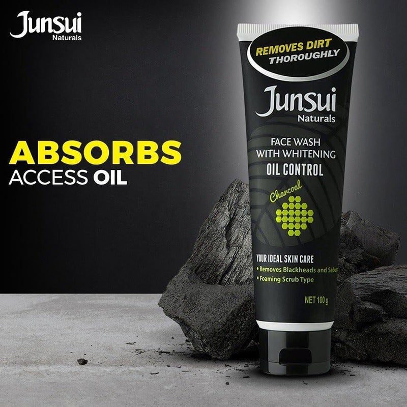 Junsui Naturals Face Wash Oil Control with Charcoal and Yam Bean Extract - 100g - Image 3