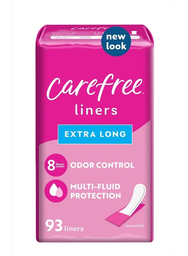 Carefree Panty Liners, Extra Long Liners, Wrapped, Unscented, 93ct (Packaging May Vary) - Image 1