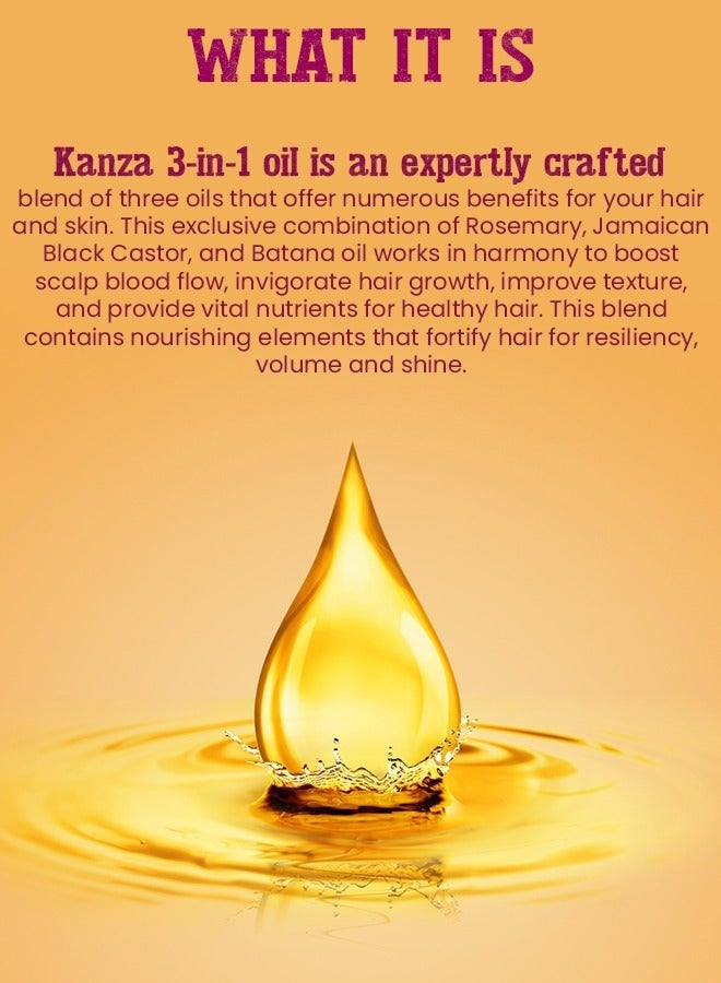 Kanza 3 In 1 Rosemary Oil with Black Castor Oil & Batana Oil for Hair Care Hair Conditioner Oil for Thin Hair Repair Damaged Hair Nourishes Thin Hair Scalp Skin and Loss Hair Growth Fit for All Hair Types - Image 4