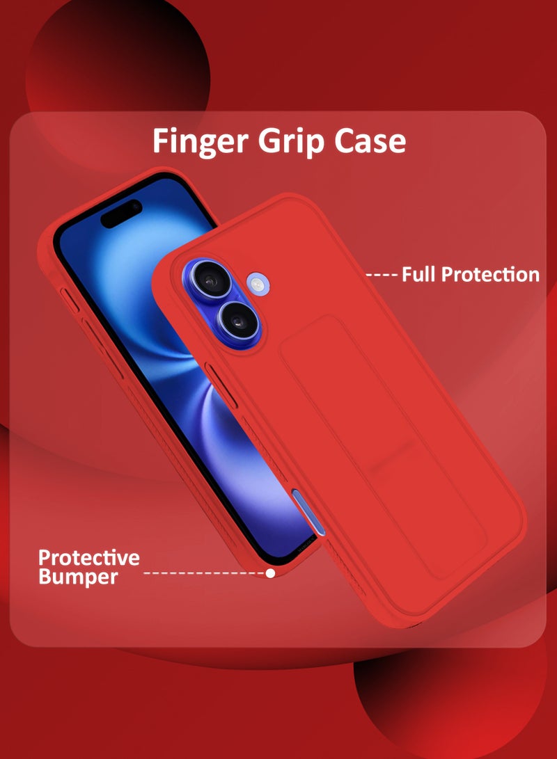 CATANES (for Apple iPhone 16) Case Premium PU Leather Back Cover with Stand Function Shockproof and Anti Scratch Finger Grip Case Cover / Red - Image 2