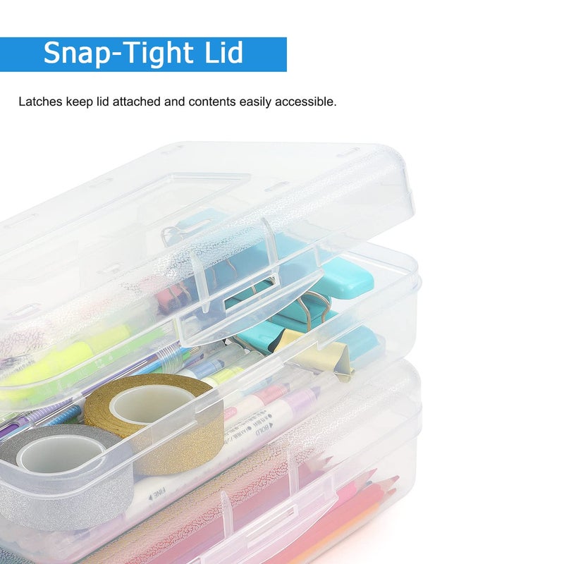 Tamaki 1 Pack Plastic Pencil Box Large Capacity Pencil Boxes Clear Boxes with Snap-tight Lid Stackable Design and Stylish Office Supplies Storage Organizer Box, Clear - Image 4