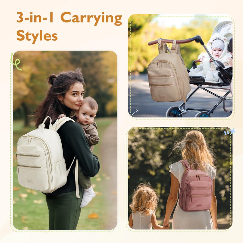 mommore Neoprene Diaper Bag Backpack Small Baby Bag Travel Mini Diaper Backpack for Newborn with Insulated Pockets (Dark Pink) - Image 2