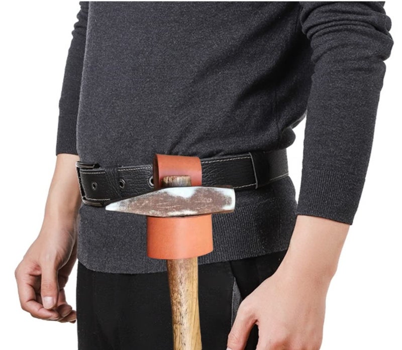 Sanseenia Hammer Holster, Hammer Holder for Tool Belt, Hatchet Holster Axe Hammer Loop for Belt, Multi Tool Small Hammer Hatchet Carrier Holster (Brown) - Image 5