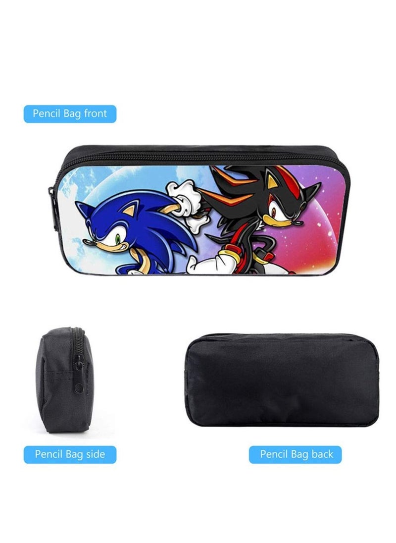 Generic - Polyester 3D Sonic Printed 3 In1 School Backpack with Shoulder Bag and Pencil Case for Kids - (15.7in) Set of 3 Pieces (A) - Image 1