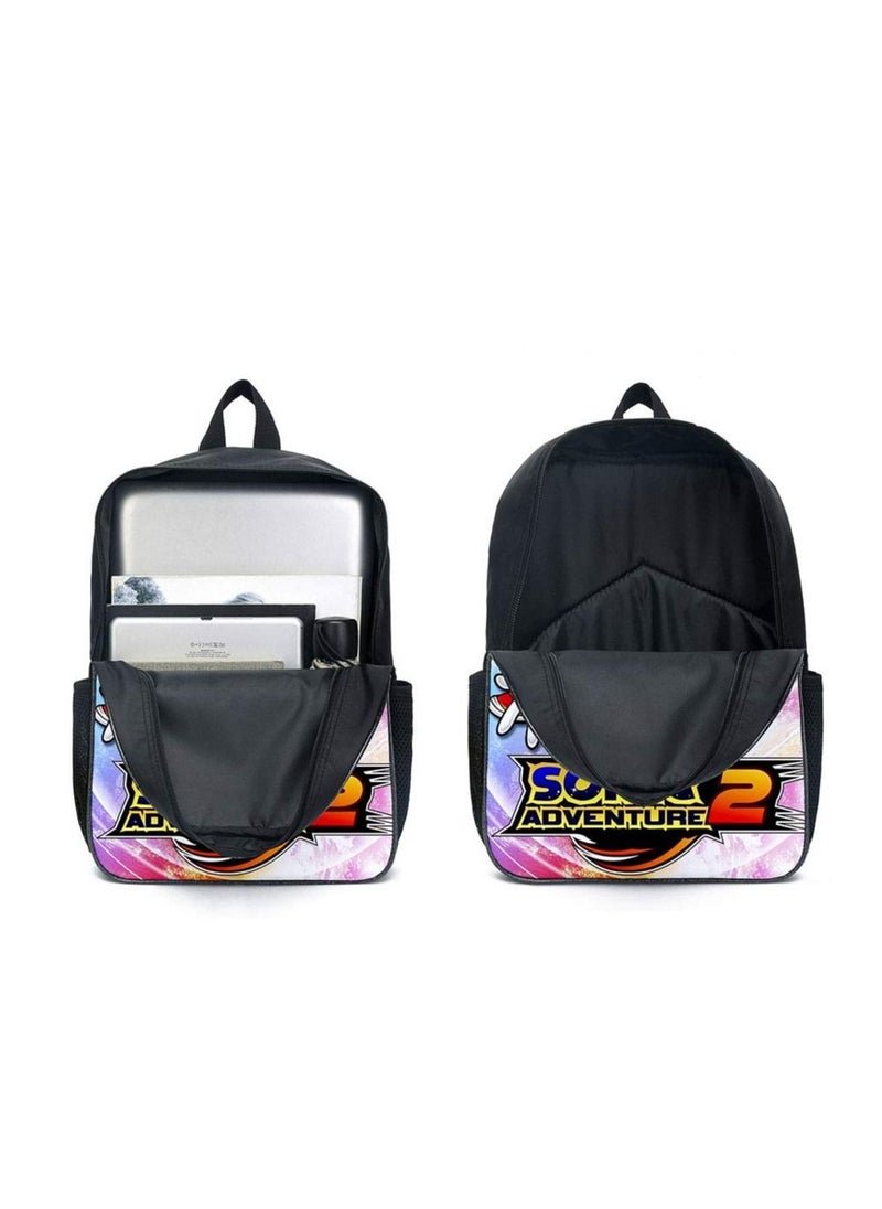 Generic - Polyester 3D Sonic Printed 3 In1 School Backpack with Shoulder Bag and Pencil Case for Kids - (15.7in) Set of 3 Pieces (A) - Image 1