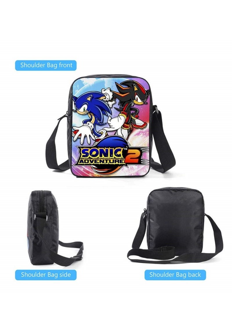 Generic - Polyester 3D Sonic Printed 3 In1 School Backpack with Shoulder Bag and Pencil Case for Kids - (15.7in) Set of 3 Pieces (A) - Image 1