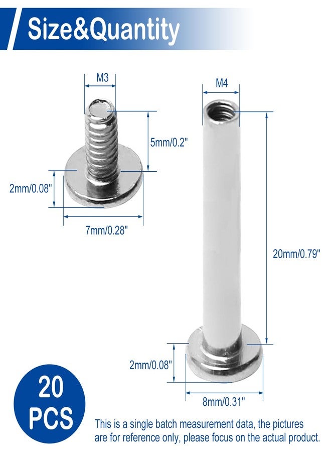 MroMax M3,20PCS Butt Screw, Screw,Carbon Steel Screw Binding Screws Posts for Scrapbook Photo Albums Binding and Leather Saddles Purses Belt Repair - Image 3