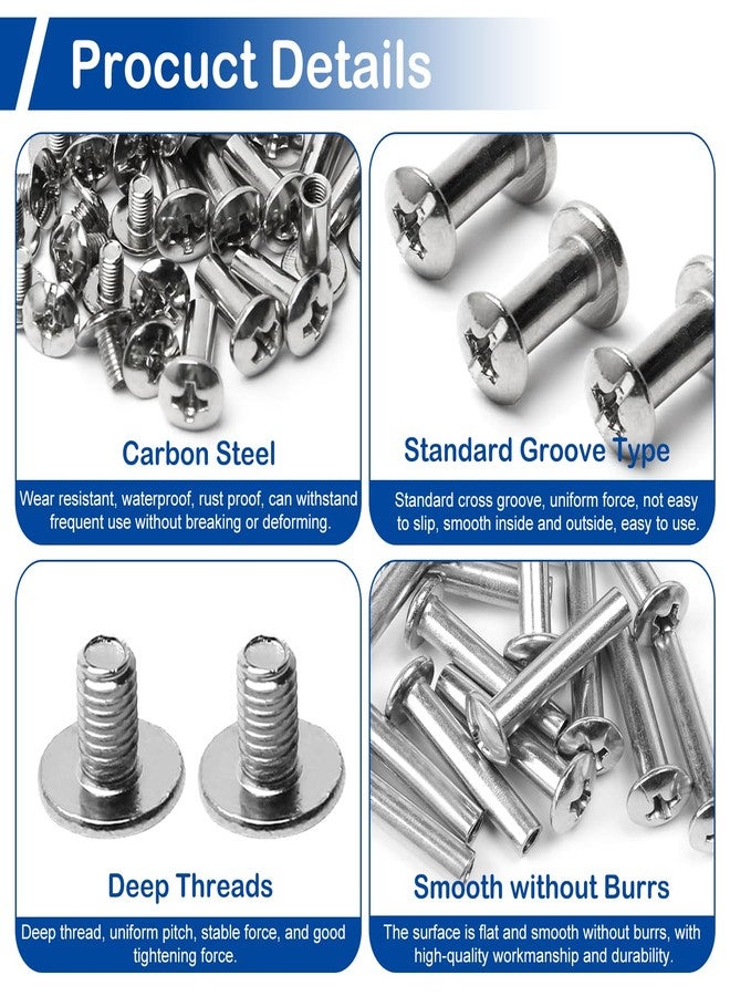 MroMax M3,20PCS Butt Screw, Screw,Carbon Steel Screw Binding Screws Posts for Scrapbook Photo Albums Binding and Leather Saddles Purses Belt Repair - Image 4