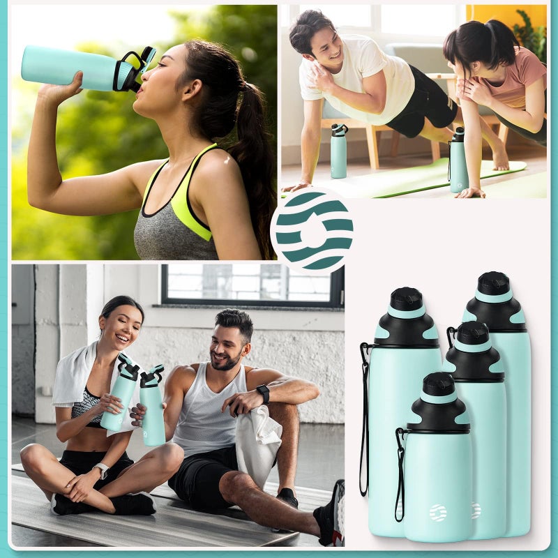 Fjbottle Stainless Steel Insulated Sports Water Bottle 24oz  BPA-Free  Double-Wall Vacuum  Magnetic Cap  No Straw  Cup Brush Included - Ideal Thermos for School  Fitness  and Outdoor Activities - Image 4