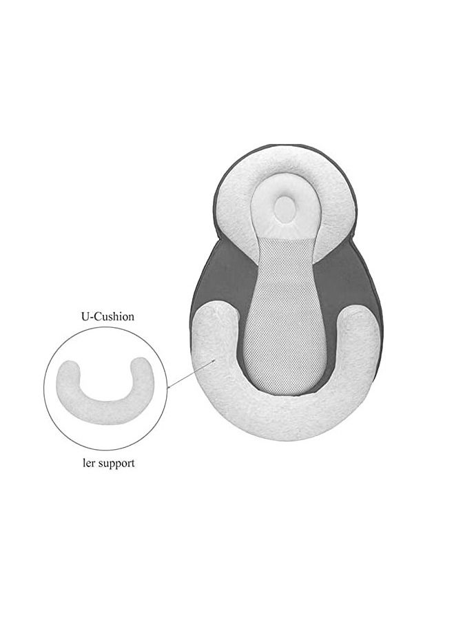 Ultra Soft Baby Head Shape Pillow Defensive Neck Support Kids On Bed Black/Grey  - Image 4