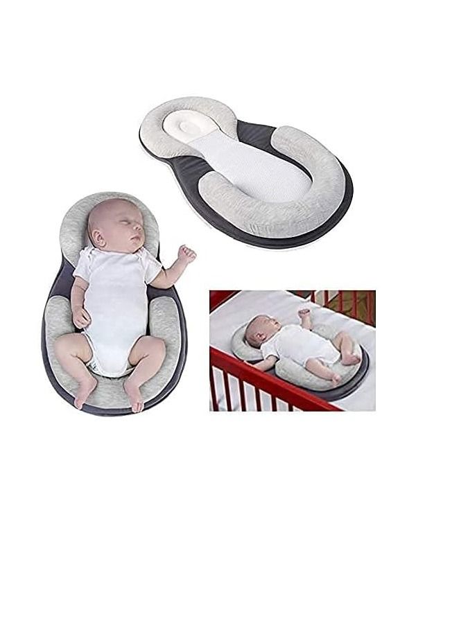 Ultra Soft Baby Head Shape Pillow Defensive Neck Support Kids On Bed Black/Grey  - Image 3
